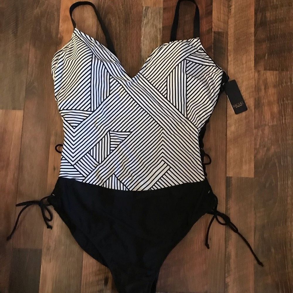 Rachel Rachel Roy one piece women’s swimsuit bathing suit black white Size 4X